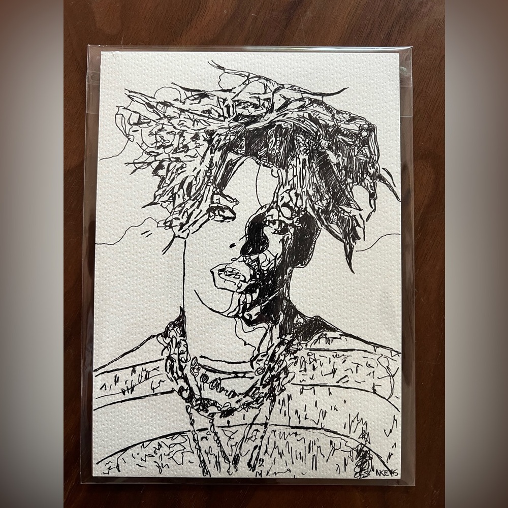 Yungblud Pen & Ink Original Art Portrait 5x7in Doodle Fan Art